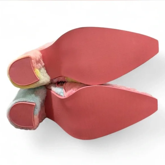 Club Exx Sharp Sheriff Shine Cowboy Boots Rainbow Faux Fur & Rhinestones, Rave - Picture 9 of 11